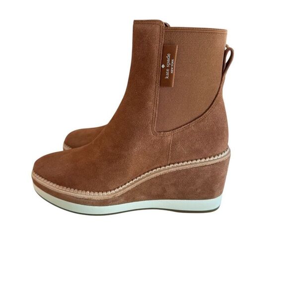 Kate Spade Addison Wedge Bootie in warm gingerbread suede size 8 NWB - Picture 6 of 10
